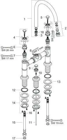 hansgrohe Waschtisch-Zweigriff-Brücken-Armatur Axor Montreux 220 DN 15, chrom, Ausladung 175mm, mit-16510000 hansgrohe Waschtisch-Zweigriff-Brücken-Armatur Axor Montreux 220 DN 15, chrom, Ausladung 175mm, mit-16510000