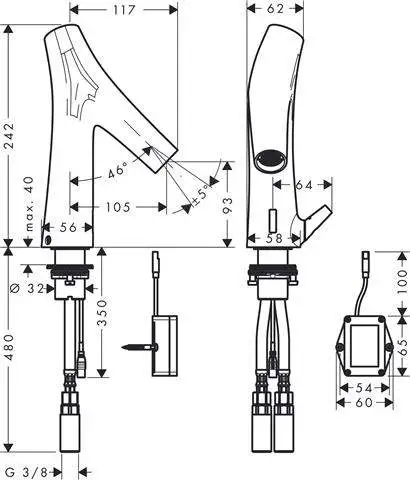 hansgrohe Waschtisch-Armatur Axor Starck Organic chrom, Elektronik, mit Temperaturregulierung, Batte-12171000 hansgrohe Waschtisch-Armatur Axor Starck Organic chrom, Elektronik, mit Temperaturregulierung, Batte-12171000