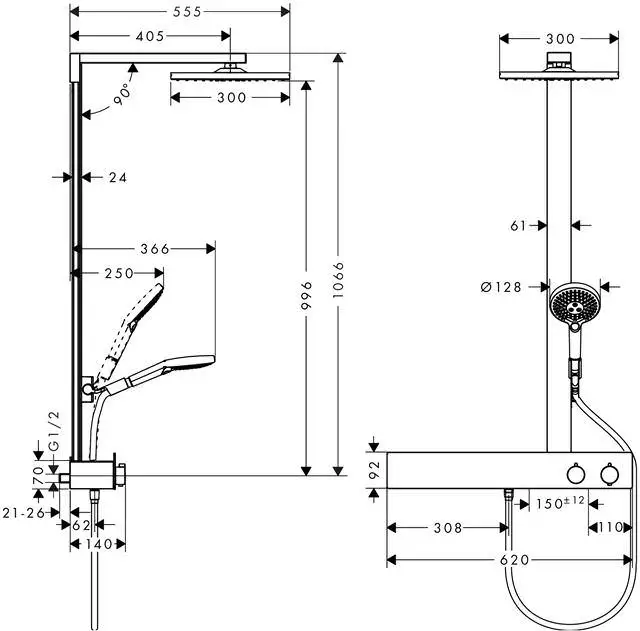 Hansgrohe Showerpipe Raindance E 300 1jet, mit ShowerTablet, chrom-27363000