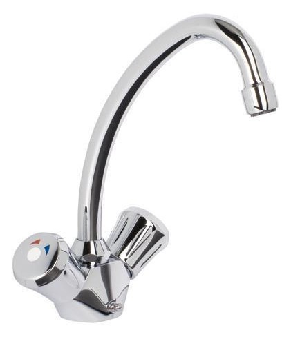 Clage Zweigriffarmatur SNT mit schwenkbarem Rohrauslauf 15 cm, chrom, für drucklose Warmwassergerät-4100-02100