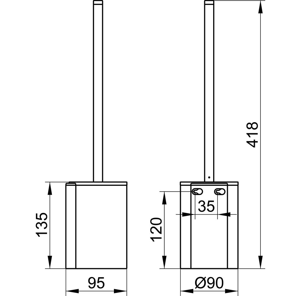 KEUCO Toilettenbürstengarnitur Plan 14972 Wandmodell, Kunststoff-Einsatz schwarz, verchromt-14972010200