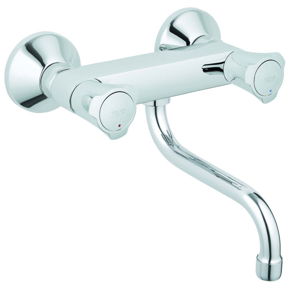 GROHE Zweigriff-Spültisch-Wand-Armatur Costa 1/2", Ausladung 20cm, Metallgriffe, wärmeisoliert, chrom-31187001