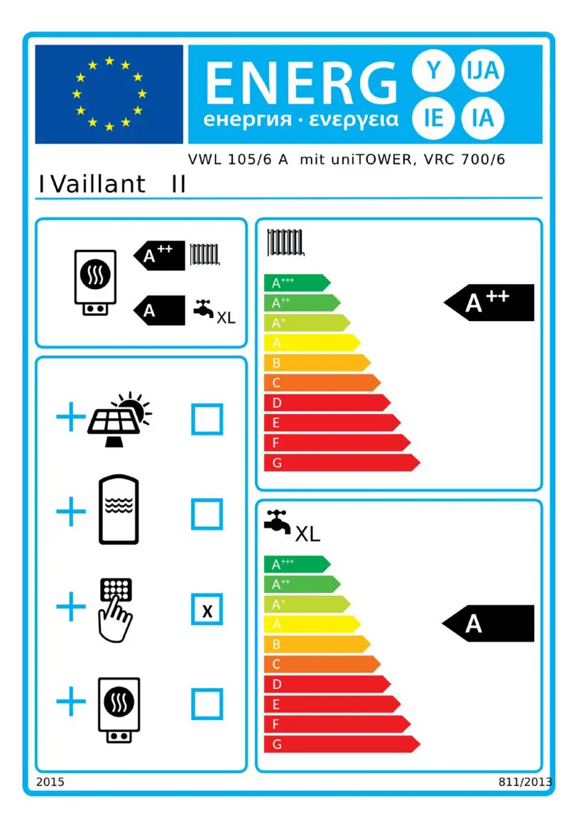Vaillant Wärmepumpenpaket 4.3801 aroTHERM plus VWL 105/6A S2 mit uniTOWER plus VIH QW190-0010037373