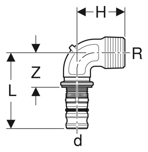 Geberit Mepla Übergangsbogen mit AG-601252005