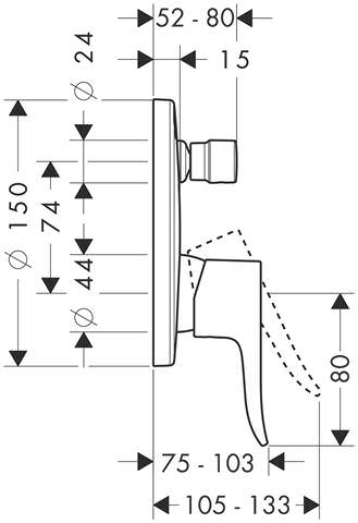 hansgrohe Fertigmontageset Metris UP-Wannen-Einhebelmischer, mit Sicherungskombination, chrom-31487000