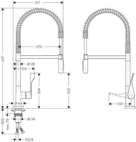 hansgrohe Spültisch-Einhebelmischer Axor Citterio Semi-Pro edelstahl-optik, schwenkbarer Auslauf 360-39840800