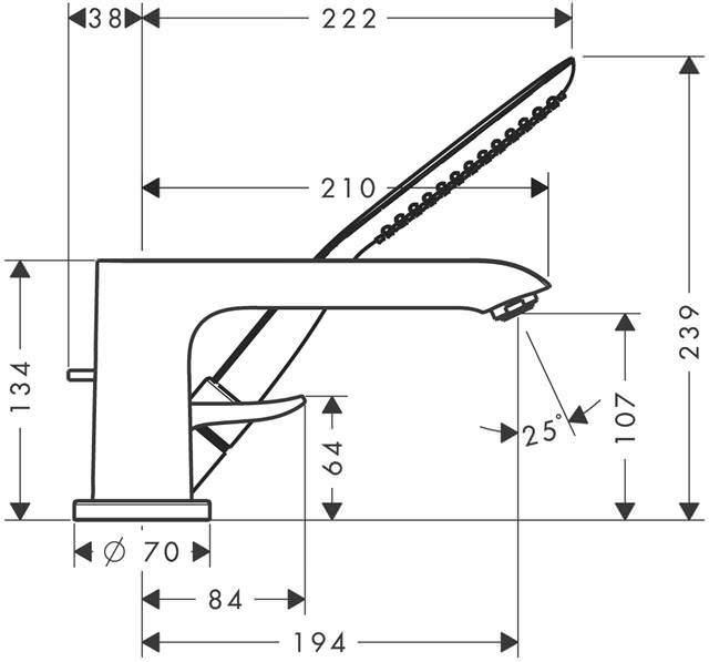 hansgrohe Fertigmontageset Metris 3-Loch-Wannenrand-Einhebelmischer, chrom-31190000