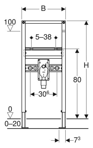 Geberit Duofix Element für Waschtisch, 112 cm, Standarmatur, mit UP-Geruchsverschluss 111.480.00.1-111480001