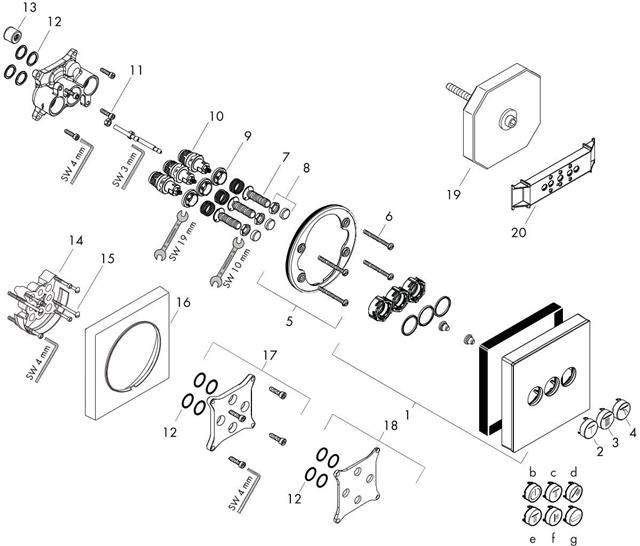 hansgrohe Fertigmontageset ShowerSelect UP-Thermostat, für 3 Verbraucher, Glas, weiß/chrom-15736400