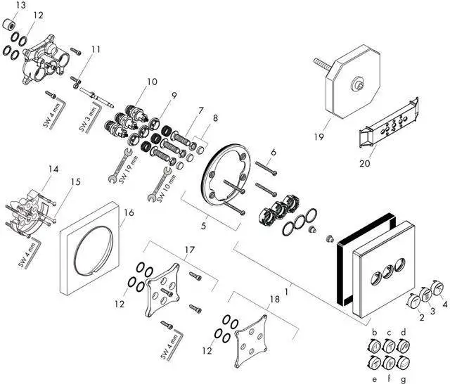 hansgrohe Fertigmontageset ShowerSelect UP-Thermostat, für 3 Verbraucher, Glas, weiß/chrom-15736400