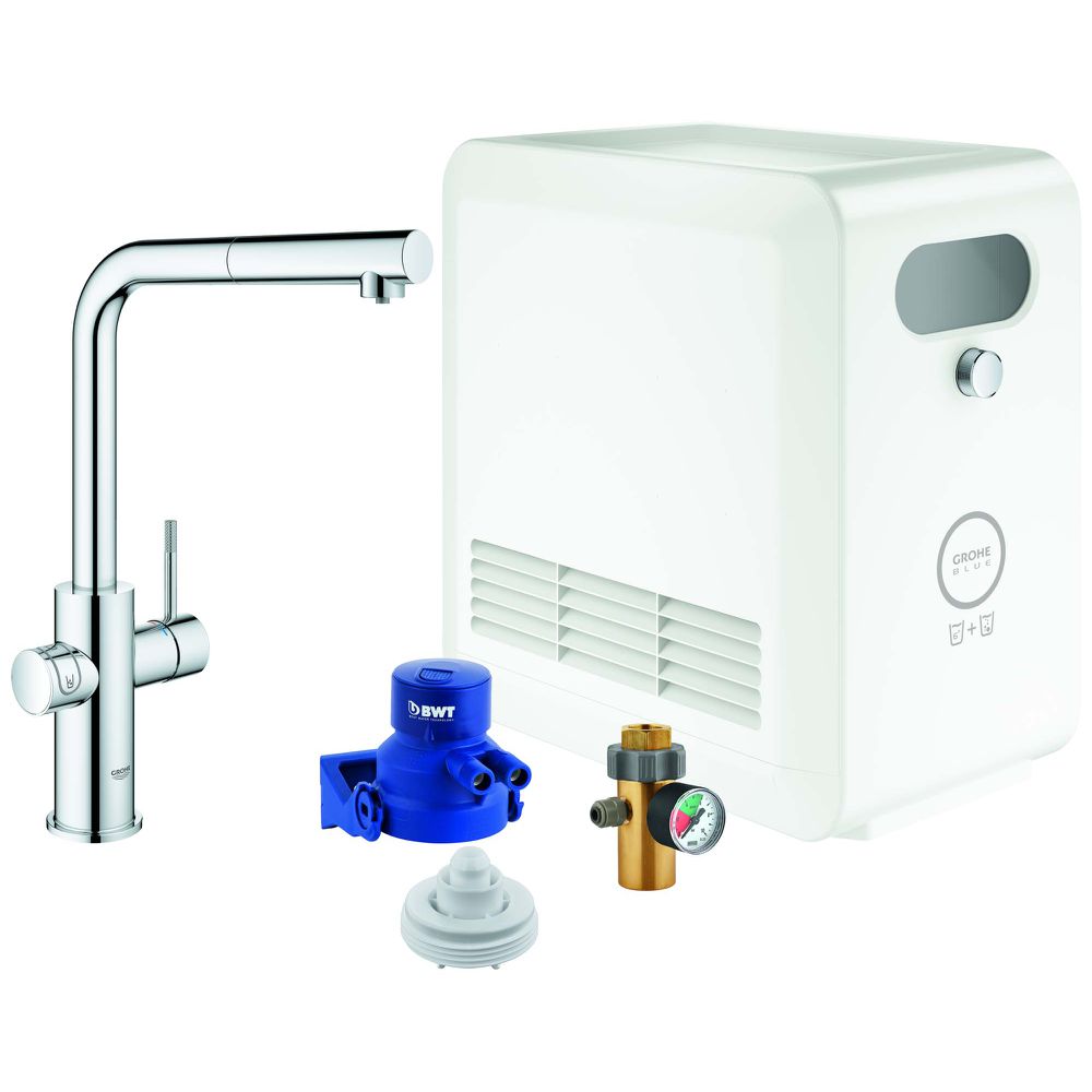 GROHE Spültisch-Einhebelmischer Blue Professional L-Auslauf Set, chrom-31326002