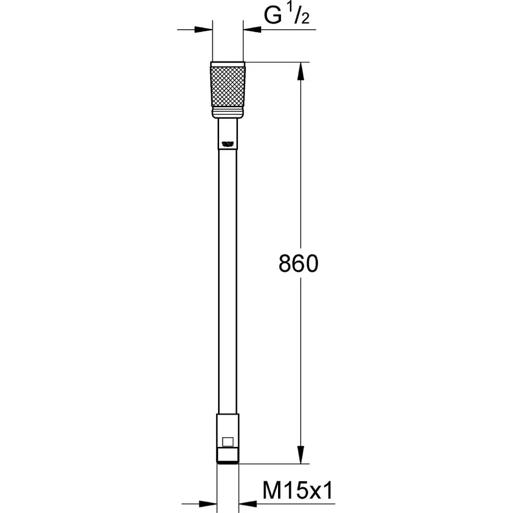 GROHE Brauseschlauch 46104 Metall 1/2"xM15x860mm für EHM mit auszb. Brause -46104000 GROHE Brauseschlauch 46104 Metall 1/2"xM15x860mm für EHM mit auszb. Brause -46104000