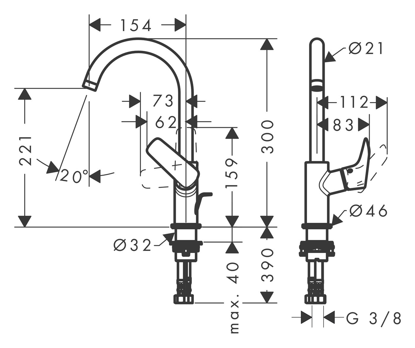 hansgrohe Waschtisch-Einhebelmischer Logis 210 mit Ablaufgarnitur und Schwenkauslauf, chrom-71130000