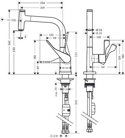 hansgrohe Spültisch-Einhebelmischer Axor Citterio Select-39861800