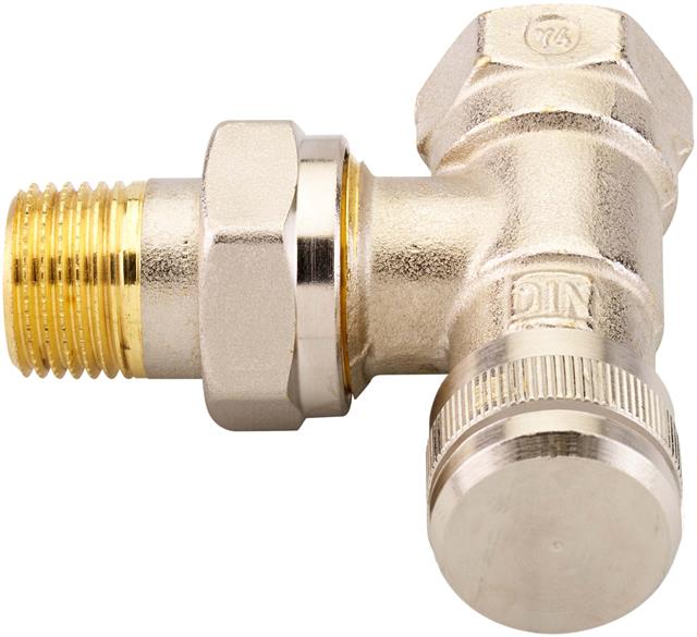 Danfoss Rücklaufverschraubung RLV 15, R 1/2" x IG 1/2", Eck, ma vernickelt -003L0143