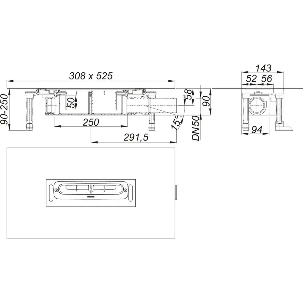 Dallmer Ablaufgehäuse DallFlex DN 50-539007