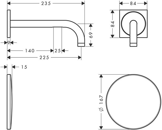 hansgrohe Elektronik-Waschtischmischer Axor Uno Auslauf 225 mm, UP, für Wandmontage, chrom-38120000