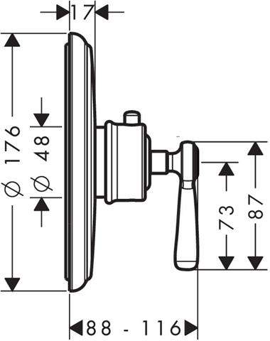 hansgrohe Fertigmontageset Axor Montreux Highflow UP-Thermostatbatterie Hebelgriff chrom-16823000