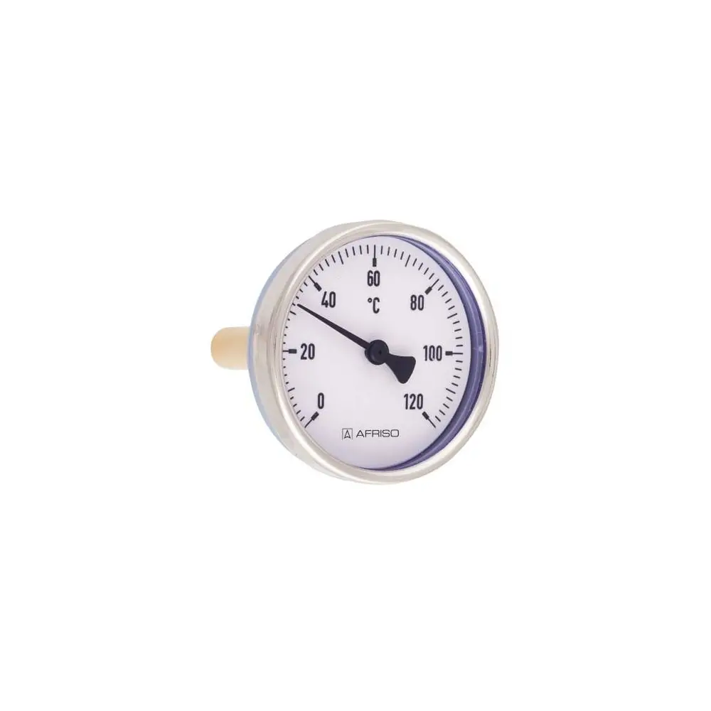 Afriso Bimetall-Thermometer BiTh 80 ST axial 150 mm, 0/120 GradC, Gehäuse-d= 80mm-63809