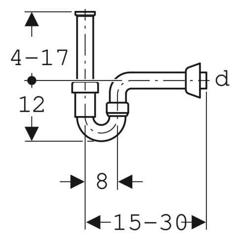 Geberit Rohrbogenveruchsverschluss für Waschbecken und Bidet, Abgang horizontal: d=40mm, G=1 1/4", w -151100111