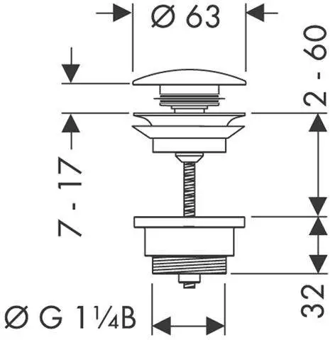 Hansgrohe Ablaufgarnitur Push-Open für Waschtisch- und Bidetmischer chrom, G 1 1/4, Messing-50100000 Hansgrohe Ablaufgarnitur Push-Open für Waschtisch- und Bidetmischer chrom, G 1 1/4, Messing-50100000