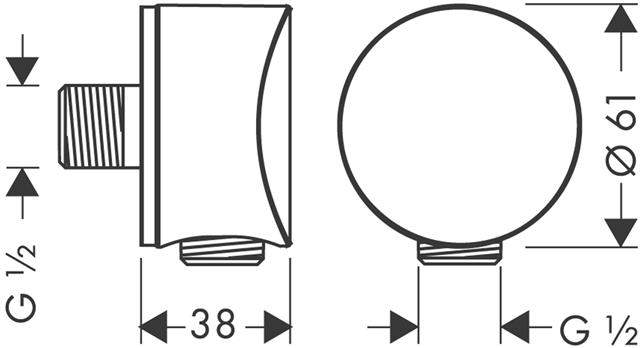 Hansgrohe Schlauchanschluss Fixfit S ohne Rückflussverhinderer, chrom-27453000