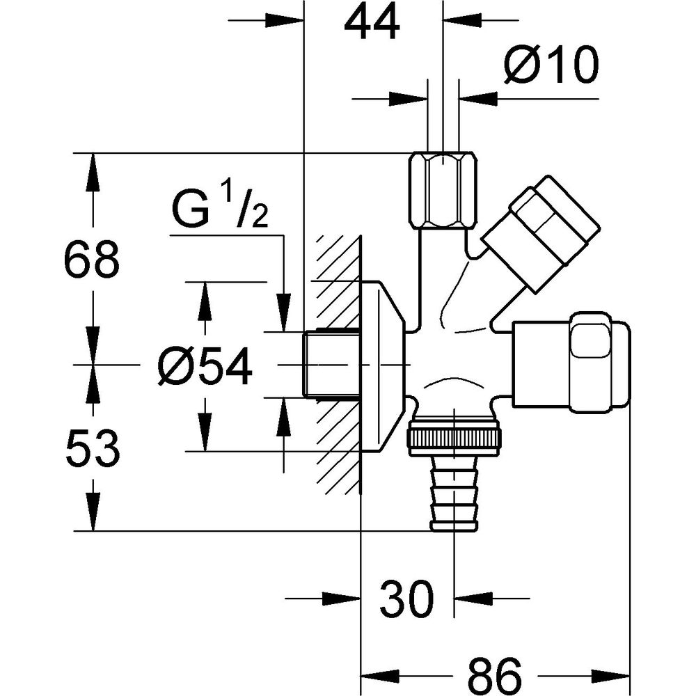 GROHE WAS-Kombi-Eckventil 1/2", chrom -41073000