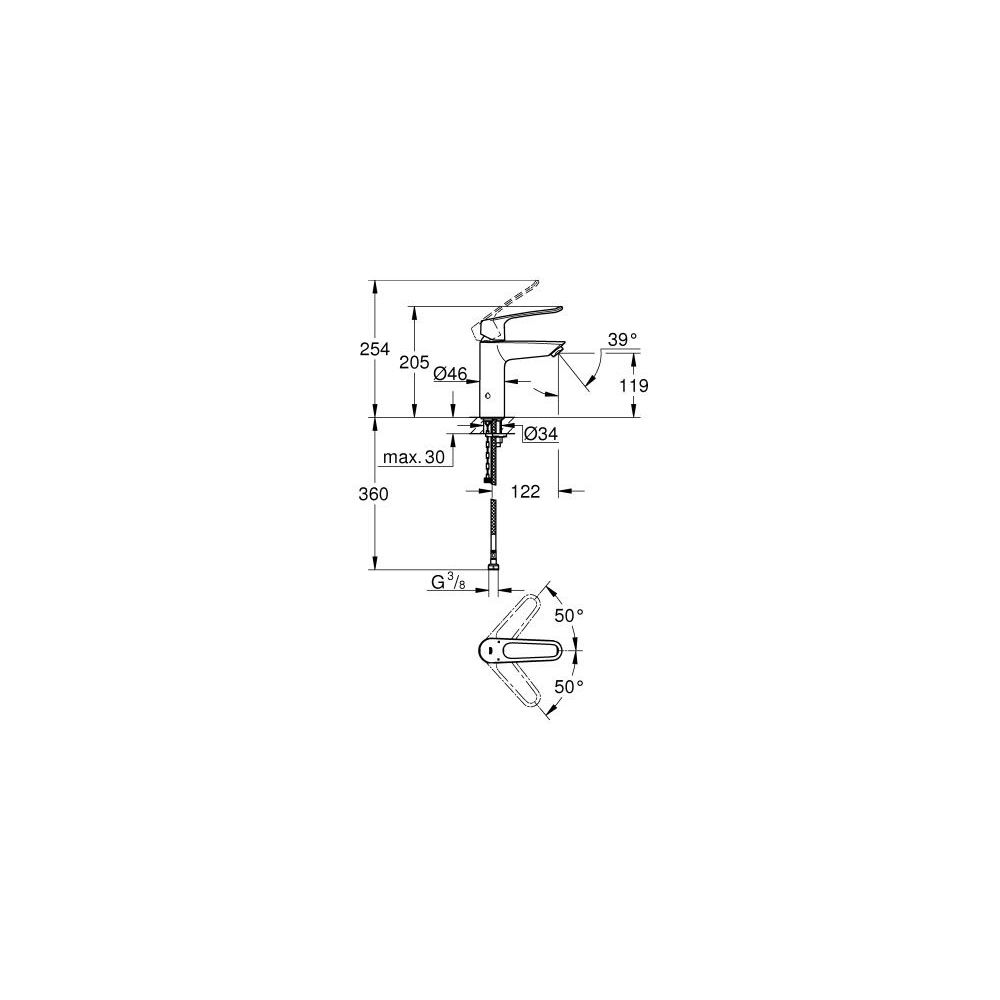 GROHE Waschtisch-Einhebelmischer Eurosmart Care 1/2", M-Size, mit thermischem Verbrühschutz, chrom -23987003