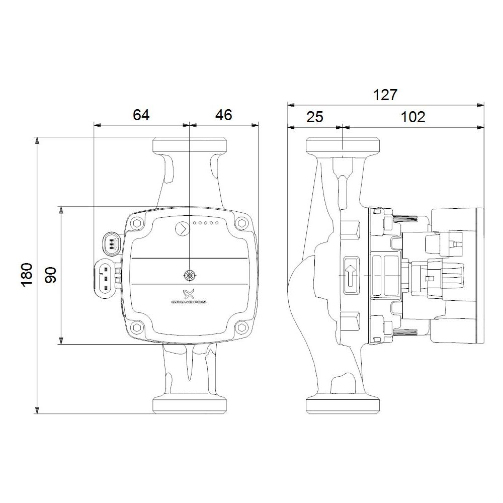 Grundfos Primärpumpe Alpha Solar 25-75, 180 mm, PN10, 230 V-98989300