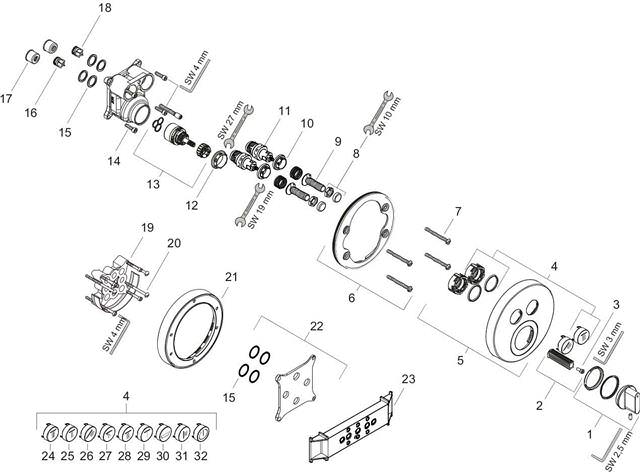 hansgrohe Fertigmontageset ShowerSelect S UP-Mischer, für 2 Verbraucher, chrom-15748000