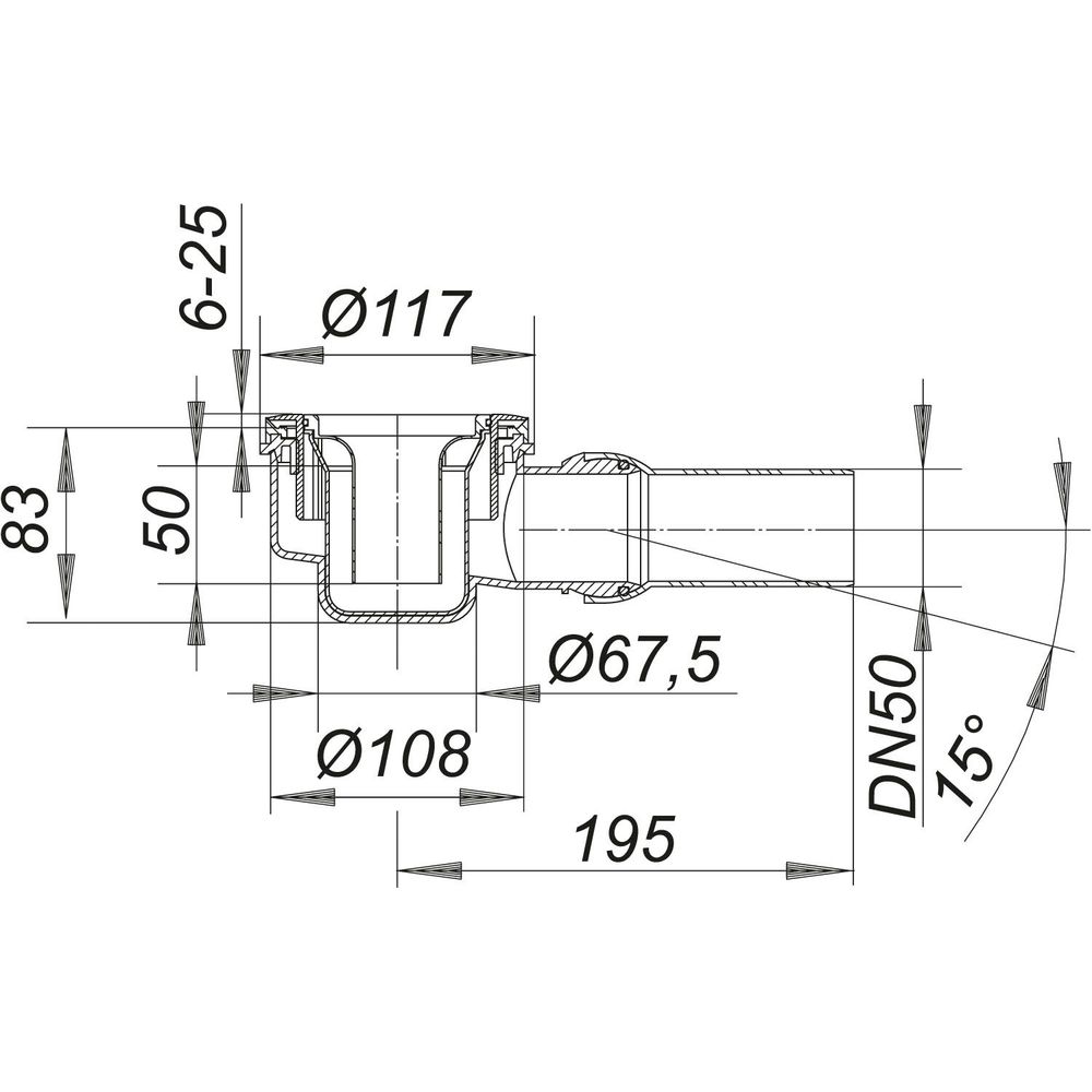 Dallmer Duschwannen-Ablaufgehäuse ORIO seitlich, DN 50-160010