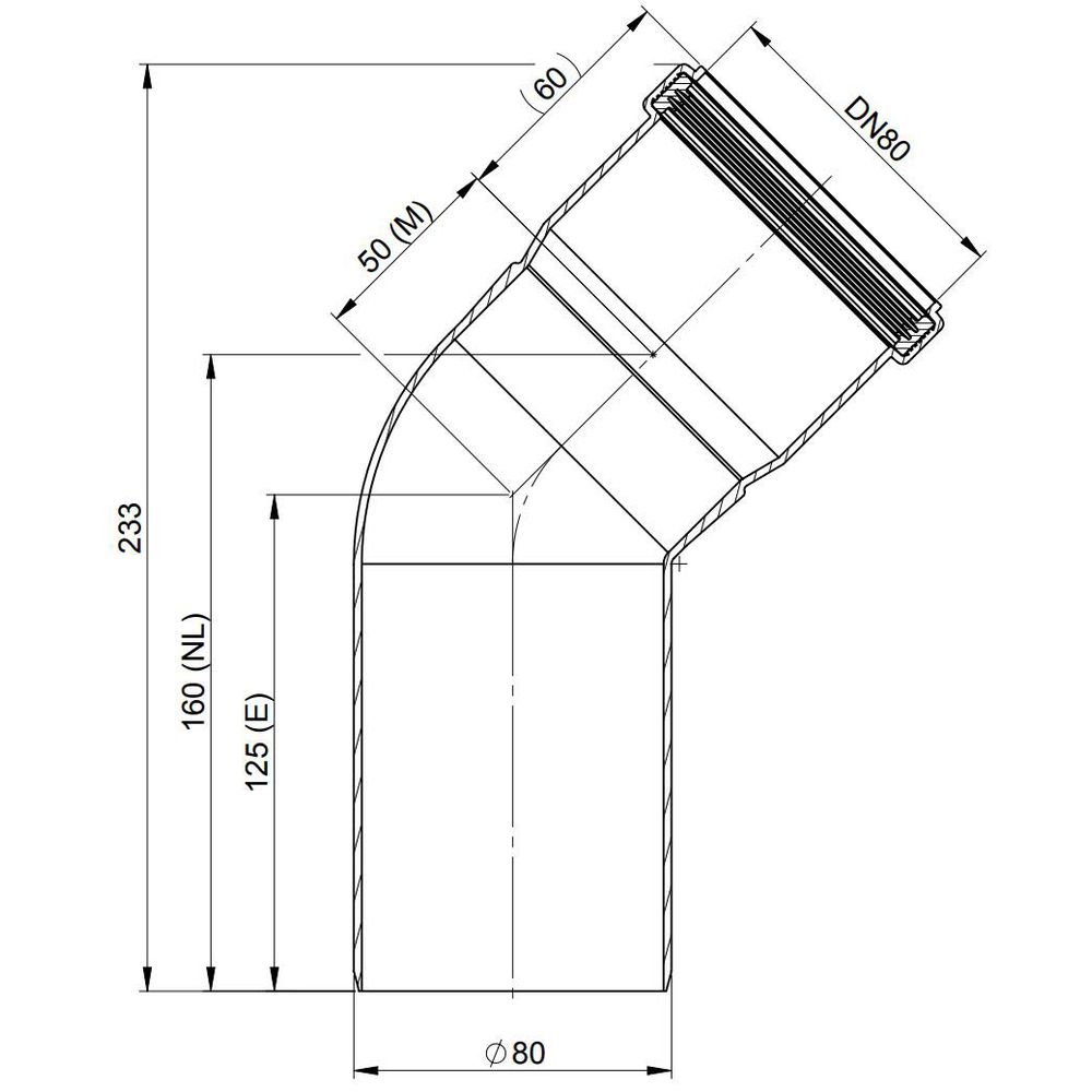 ATEC Bogen PolyTop 45°, DN 80-01315