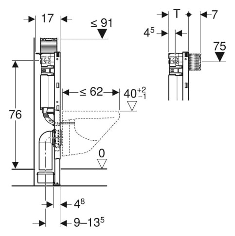 Geberit Duofix Element für Wand-WC, 82 cm, mit Omega UP-Spülkasten 12 cm 111.003.00.1-111003001