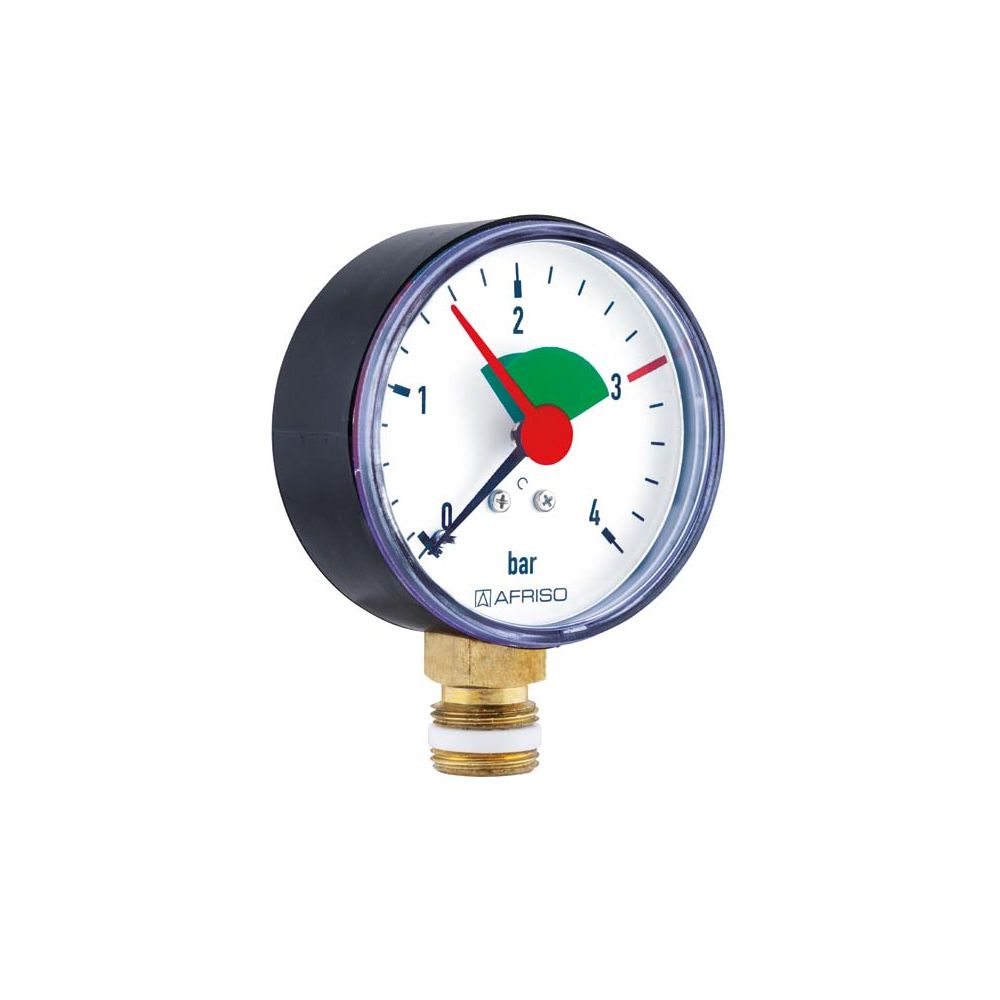 Afriso Rohrfedermanometer HZ 63 radial 0/4 bar, G 3/8 B, Gehäuse-d= 63mm-63910