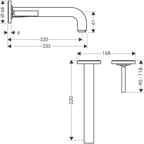 hansgrohe Waschtisch-Einhebelmischer Axor Citterio UP, mit Einzelrosette, chrom, Auslauf 160mm-39113000