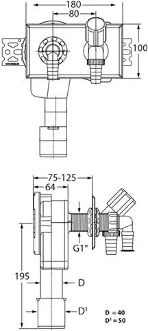 HAAS Unterputz-Geräte-Siphon OHA 4060, DN 40/50, für waagerechte Montage, schwarz-04060