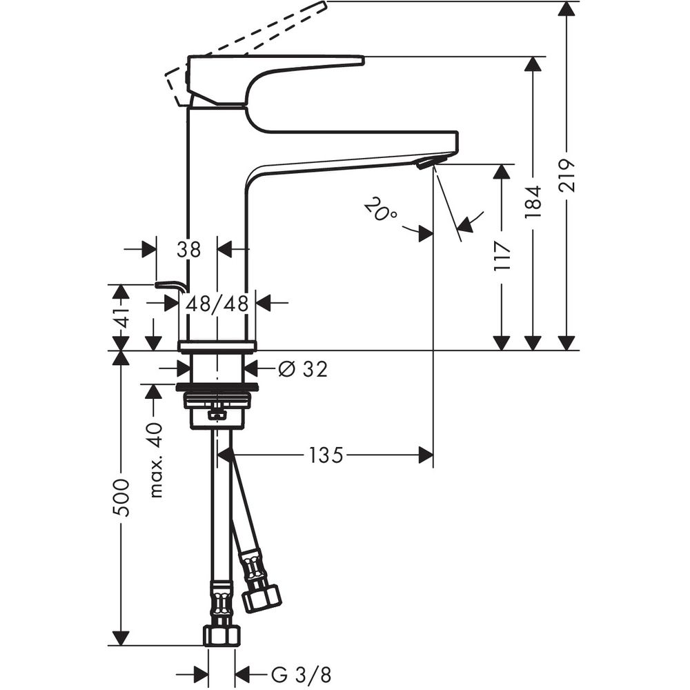 hansgrohe Waschtisch-Einhebelmischer 110 Metropol mit Hebelgriff, Zugstangen-Ablaufgarnitur, Auslad-32506000