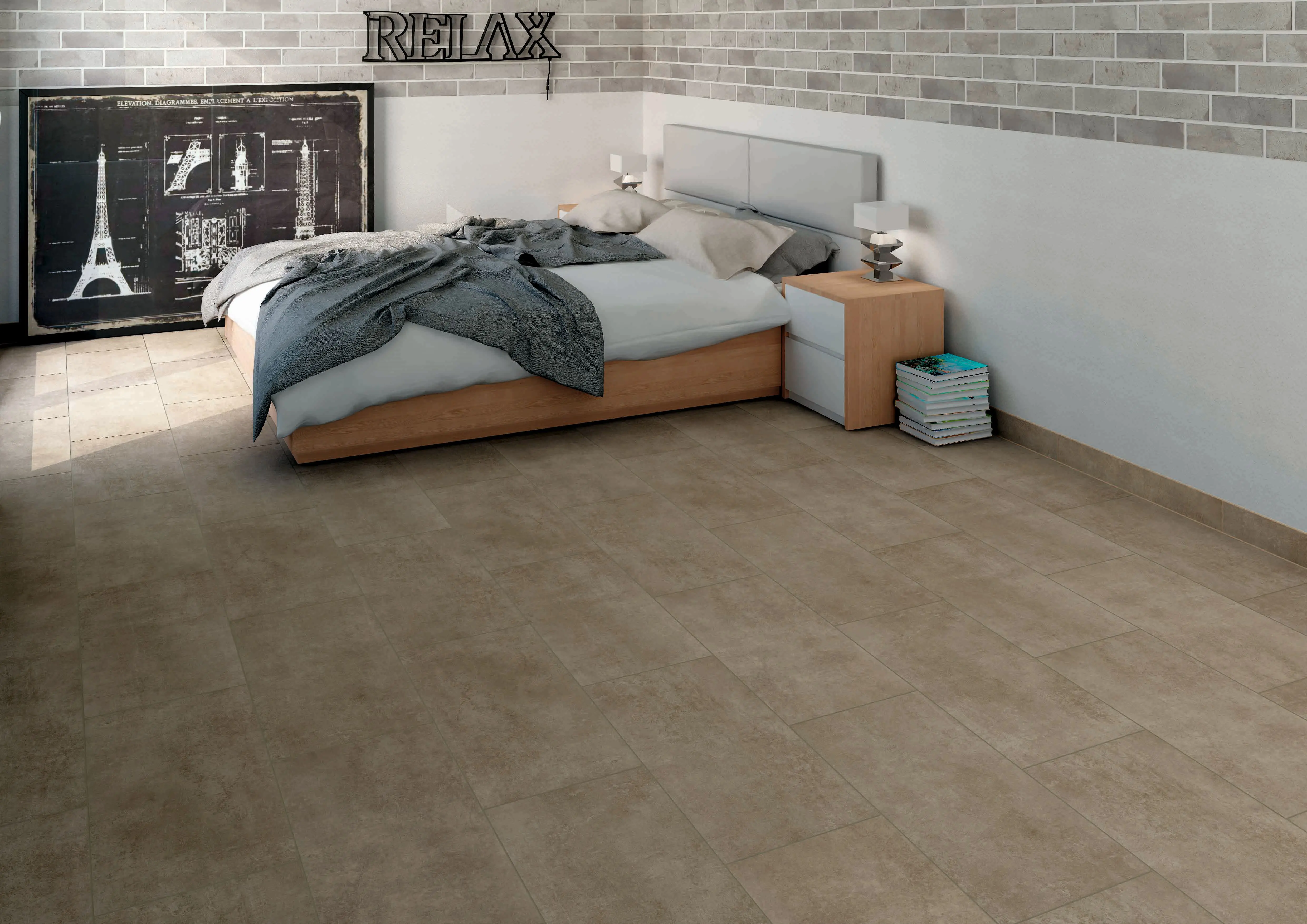 Bodenfliese Opus braunbeige Natursteinoptik braun matt 30x60 cm NK R10B-216030374