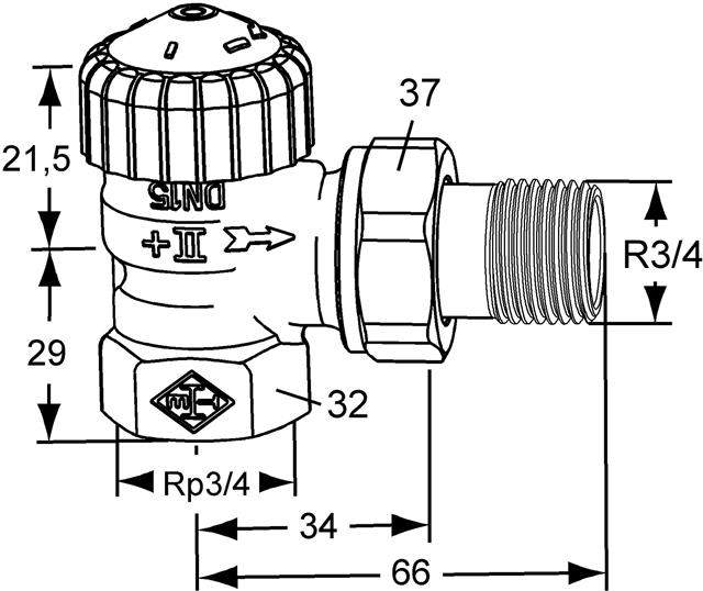 IMI Thermostat-Ventilunterteil V-exact II-3711-01.000