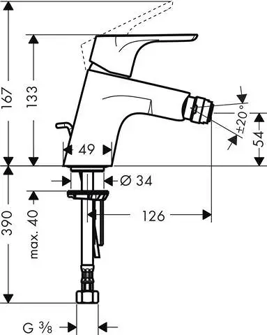 Hansgrohe Bidet-Einhebelmischer Focus chrom, mit Ablaufgarnitur-31920000