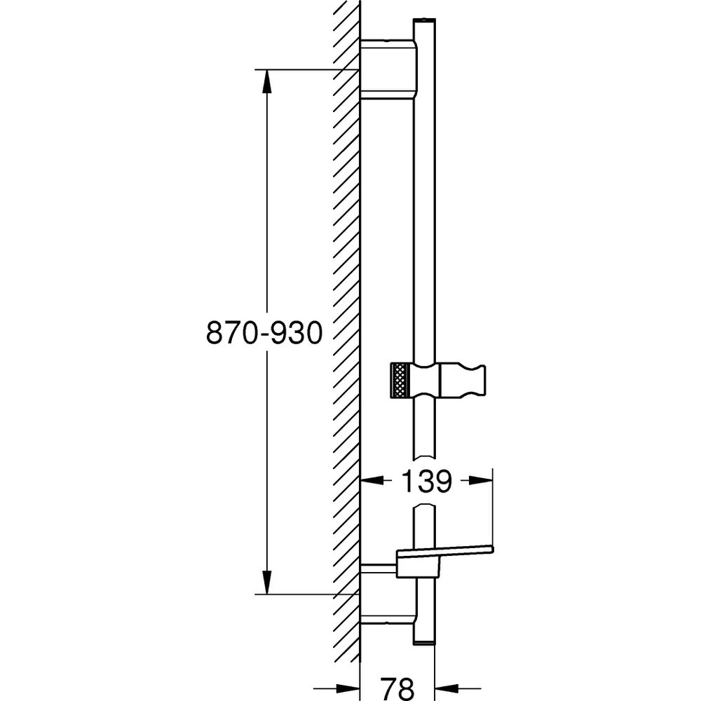 GROHE Brausestange Rainsh. SmartActive 22125 900mm Ablage, phantom black-22125KF0