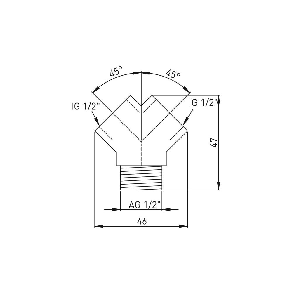 ASW Gabelstück Messing verchromt, AG 1/2" auf 2 x IG 1/2" -804031