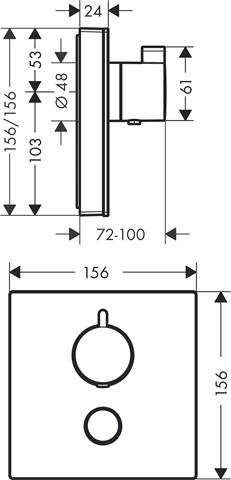 hansgrohe Fertigmontageset ShowerSelect Highflow UP-Thermostat, für 1 Verbraucher, Glas, weiß/chrom-15735400