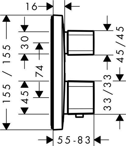 Hansgrohe Thermostat Unterputz Ecostat E, für 1 Verbraucher, chrom-15707000