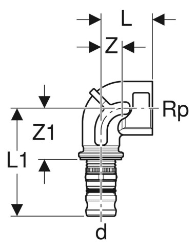 Geberit Mepla Übergangsbogen mit IG-601256005