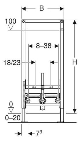 Geberit Duofix Element für Bidet, 112 cm, universell: B=50cm, T=10cm 111.510.00.1-111510001