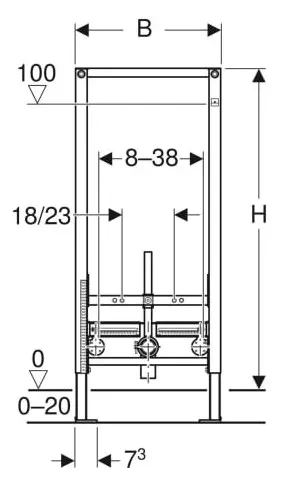 Geberit Duofix Element für Bidet, 112 cm, universell: B=50cm, T=10cm 111.510.00.1-111510001