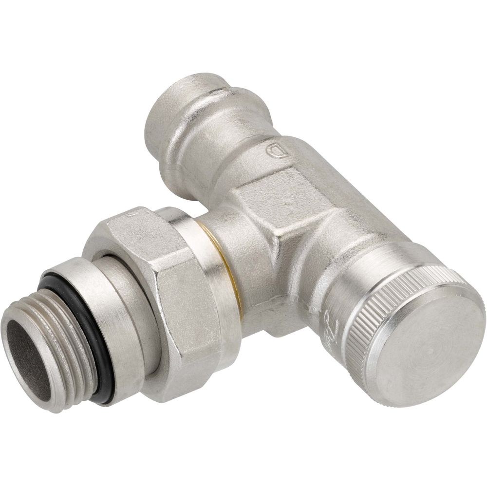 Danfoss Rücklaufverschraubung RLV Pressfit R 1/2, 15 mm, Eck, selbstdichtender Nippel, matt vernick-003L1825