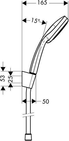 Hansgrohe Brausehalterset Croma 100 Vario mit Brauseschlauch 125 cm und Brausehalter,-27592000