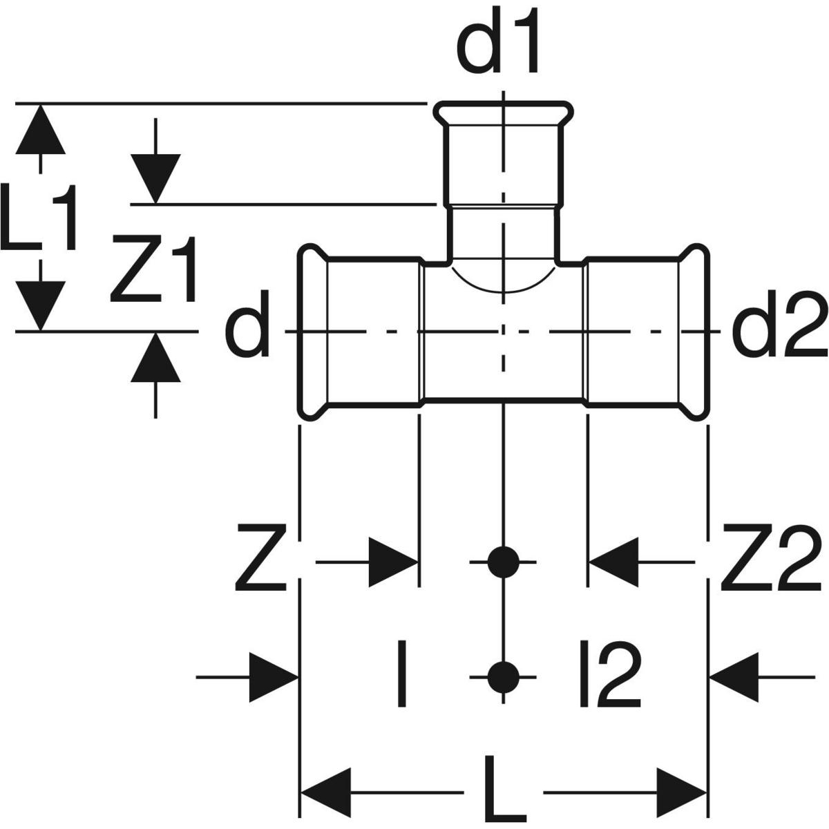 Geberit T-Stück reduziert Mapress Kupfer-61235